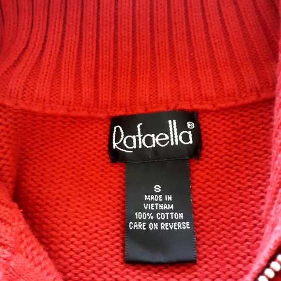 New Women's Cardigan Sweater Size Small Rafaella Cotton Zippered Red - Picture 5 of 5